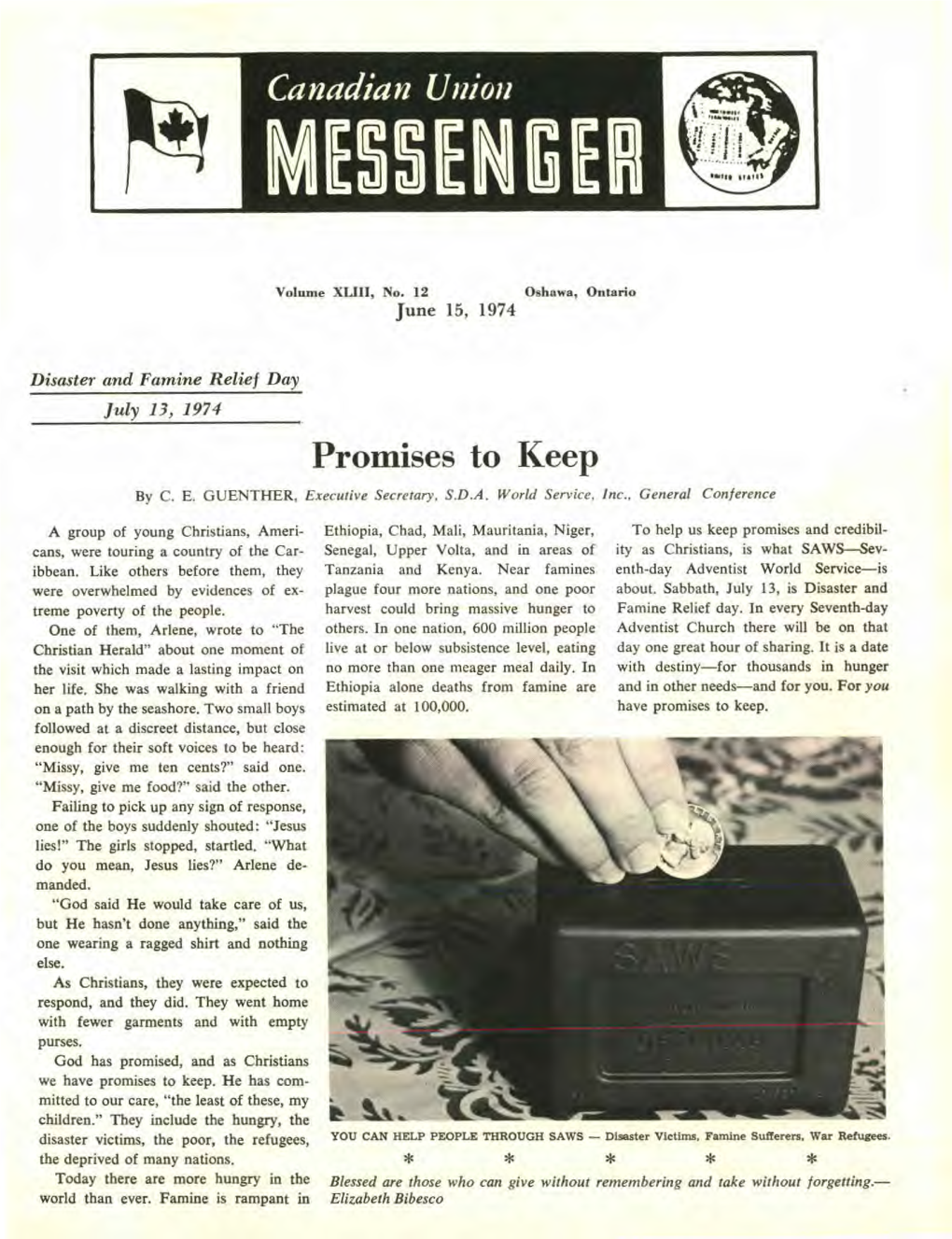 Canadian Union Messenger for 1974