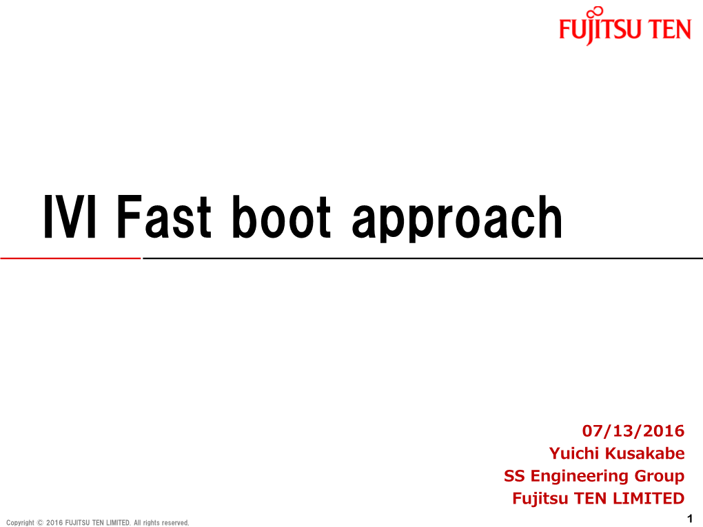 IVI Fast Boot Approach
