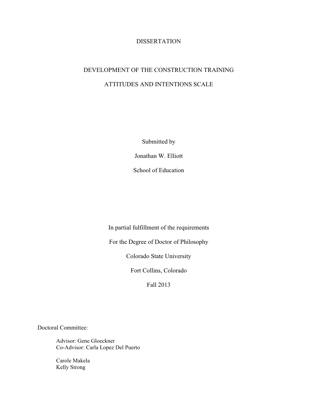 Dissertation Development of the Construction Training