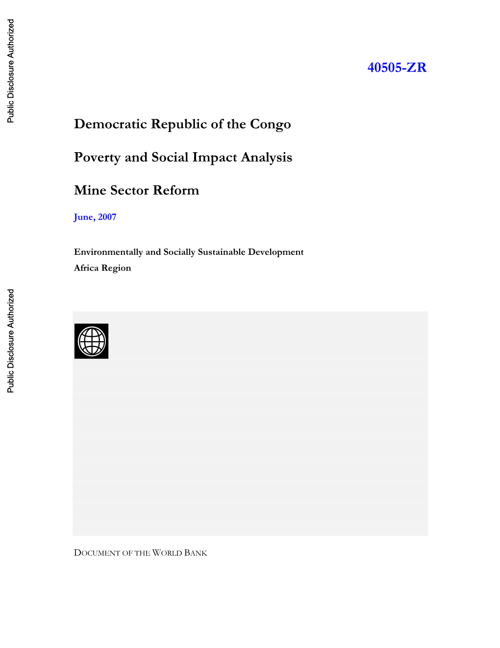 Democratic Republic of the Congo Poverty and Social Impact Analysis