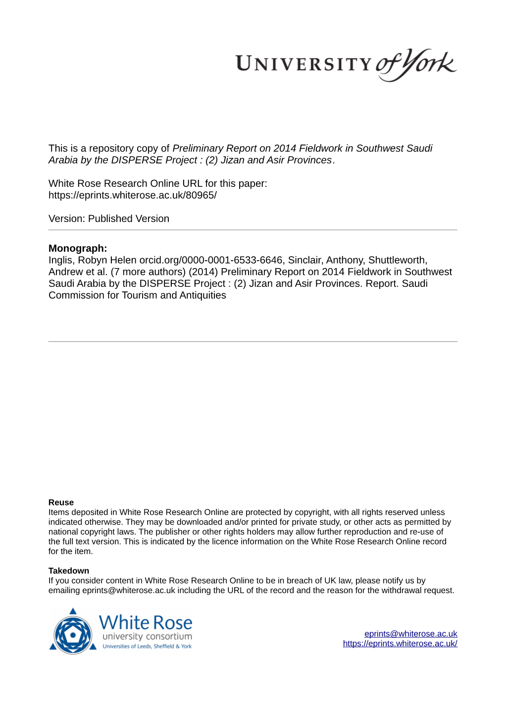 Preliminary Report on 2014 Fieldwork in Southwest Saudi Arabia by the DISPERSE Project : (2) Jizan and Asir Provinces