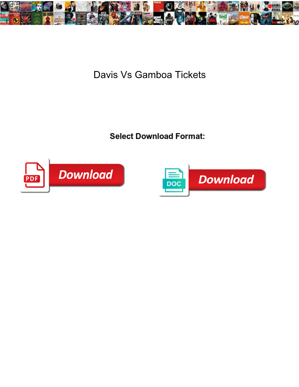 Davis Vs Gamboa Tickets