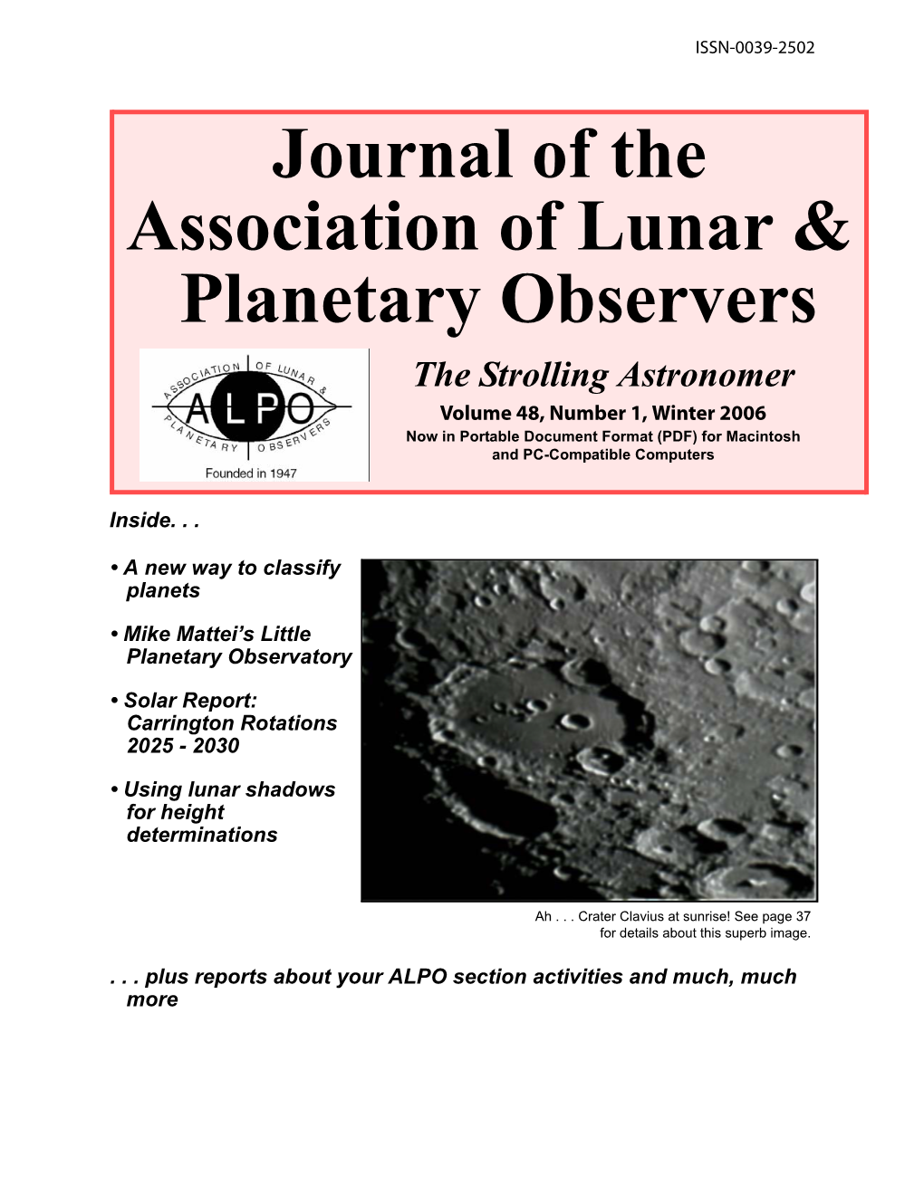 Journal of the Association of Lunar & Planetary Observers