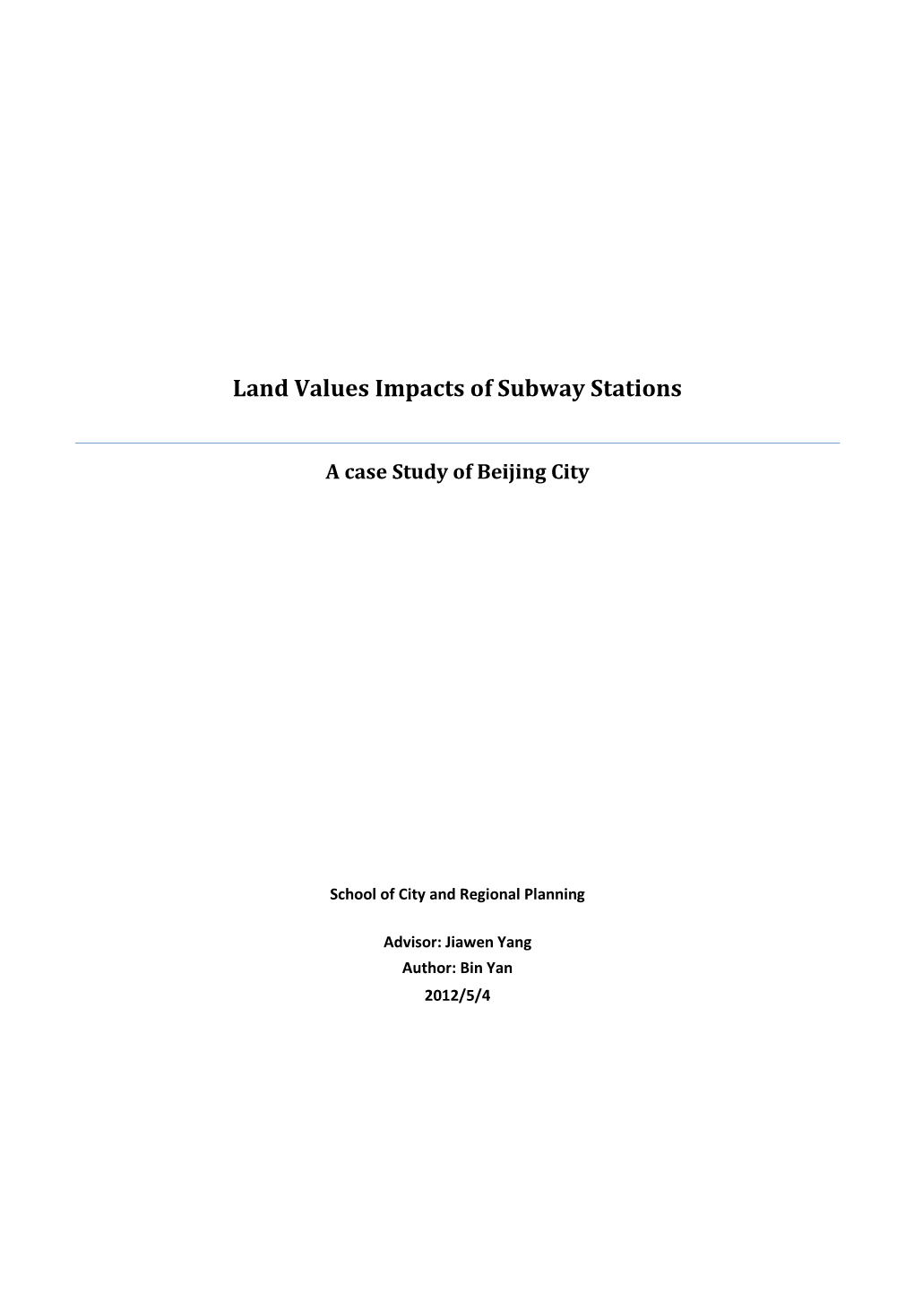 Land Values Impacts of Subway Stations