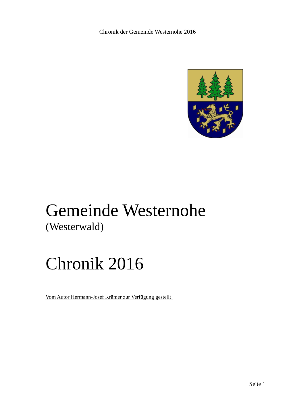 Gemeinde Westernohe Chronik 2016