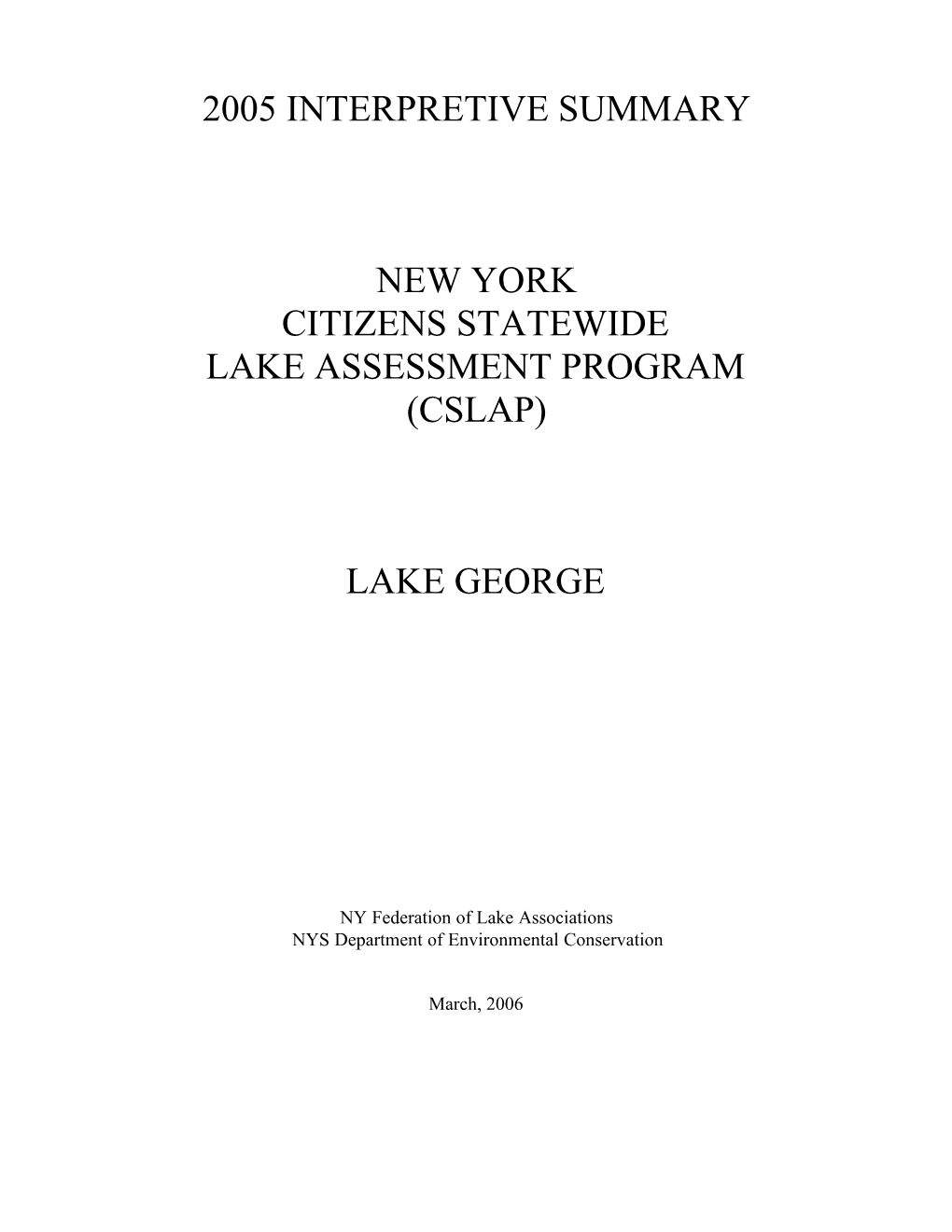 2005 CSLAP Report-Lake George