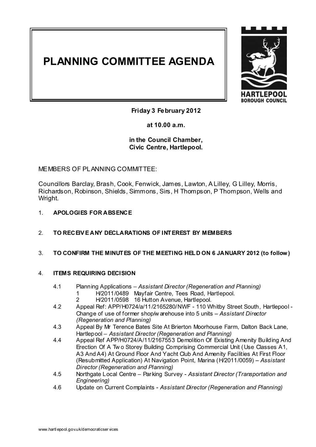 Planning Committee Agenda