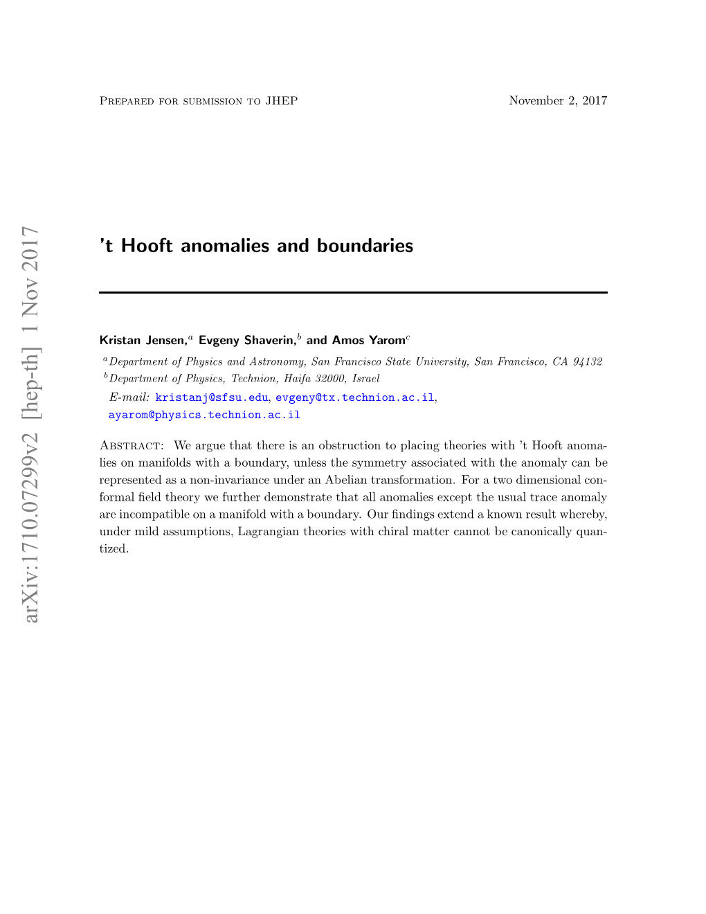T Hooft Anomalies and Boundaries