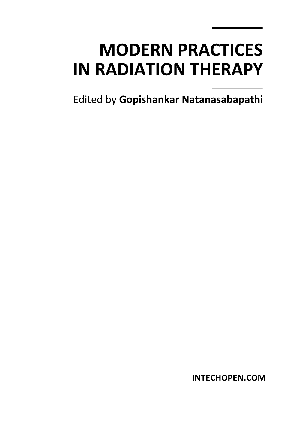 Modern Practices in Radiation Therapy