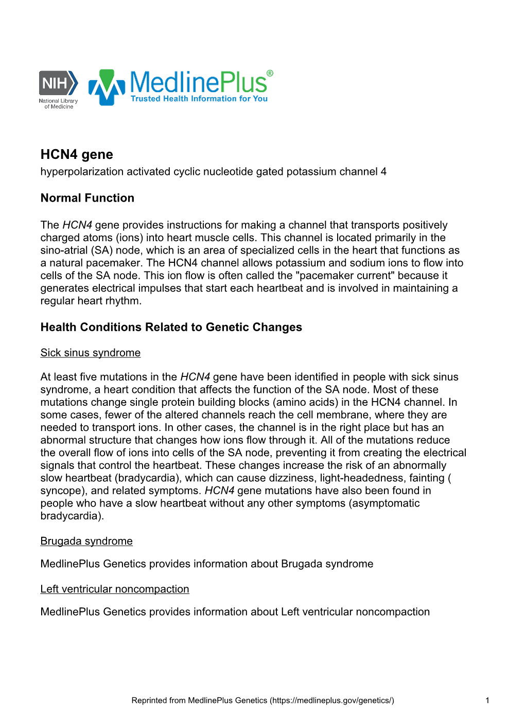 HCN4 Gene Hyperpolarization Activated Cyclic Nucleotide Gated Potassium Channel 4