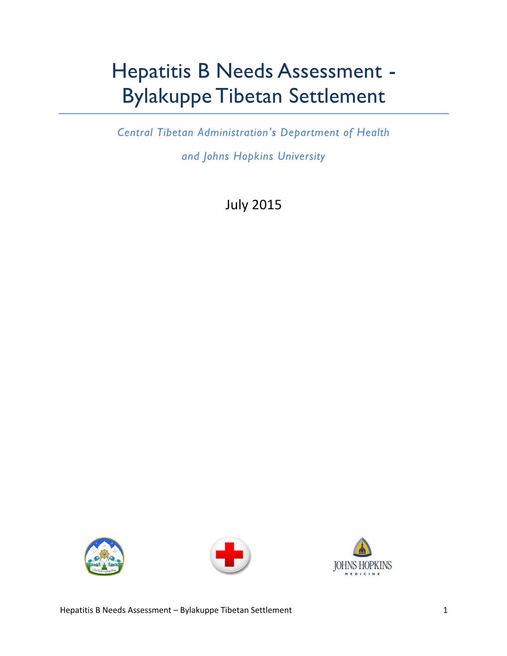 Hepatitis B Needs Assessment - Bylakuppe Tibetan Settlement