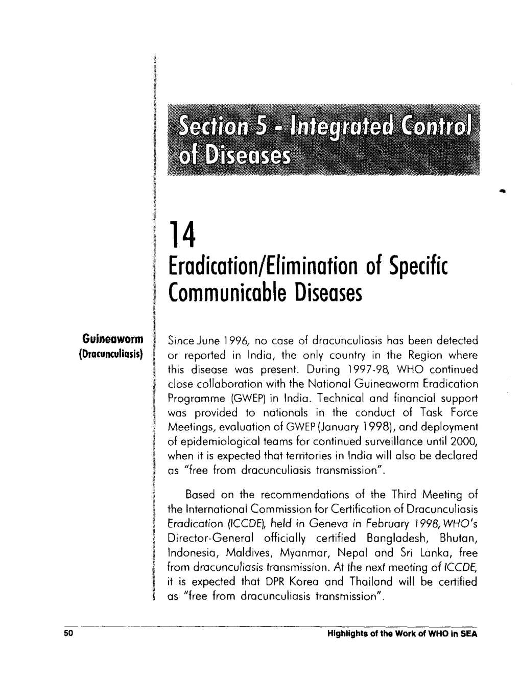 Eradication/Elimination of Specific Communicable Diseases