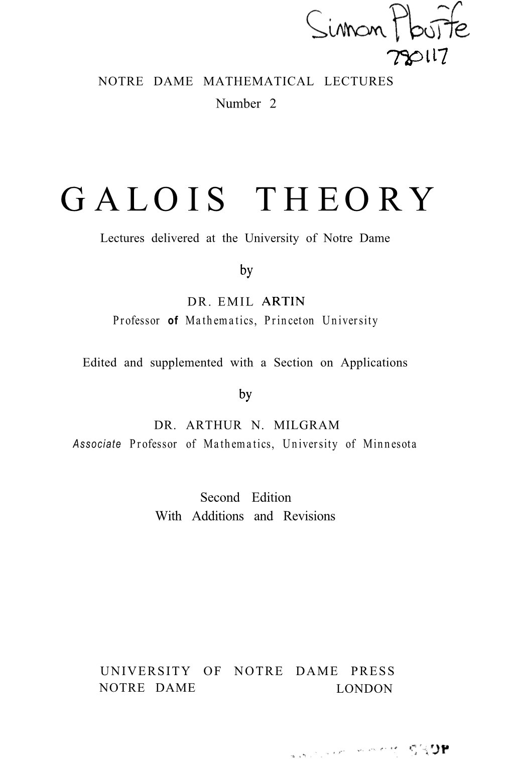 Artin M. Galois Theory (2Ed, London, 1944)(86S).Pdf