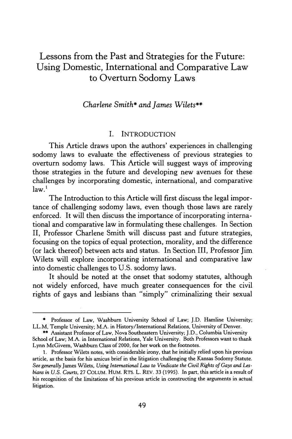 Lessons from the Past and Strategies for the Future: Using Domestic, International and Comparative Law to Overturn Sodomy Laws