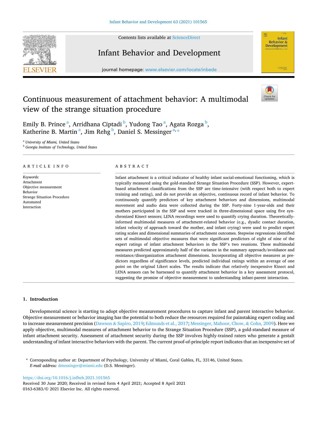 Continuous Measurement of Attachment Behavior: a Multimodal View of the Strange Situation Procedure