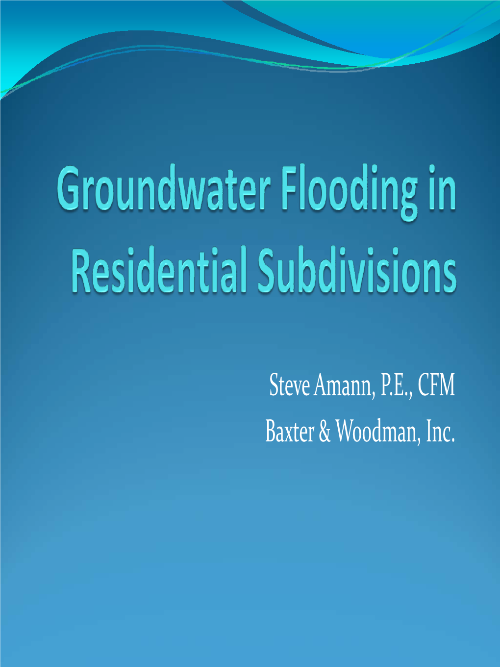 1D Groundwater Flooding in Residential Subdivisions