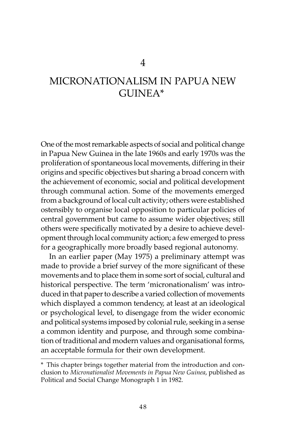 4 Micronationalism in Papua New Guinea*
