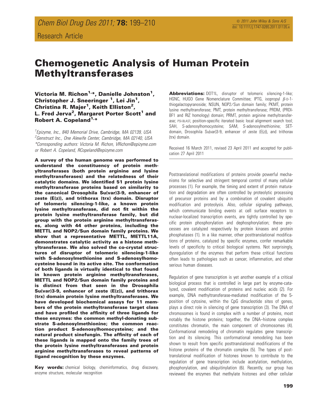 Chemogenetic Analysis of Human Protein Methyltransferases