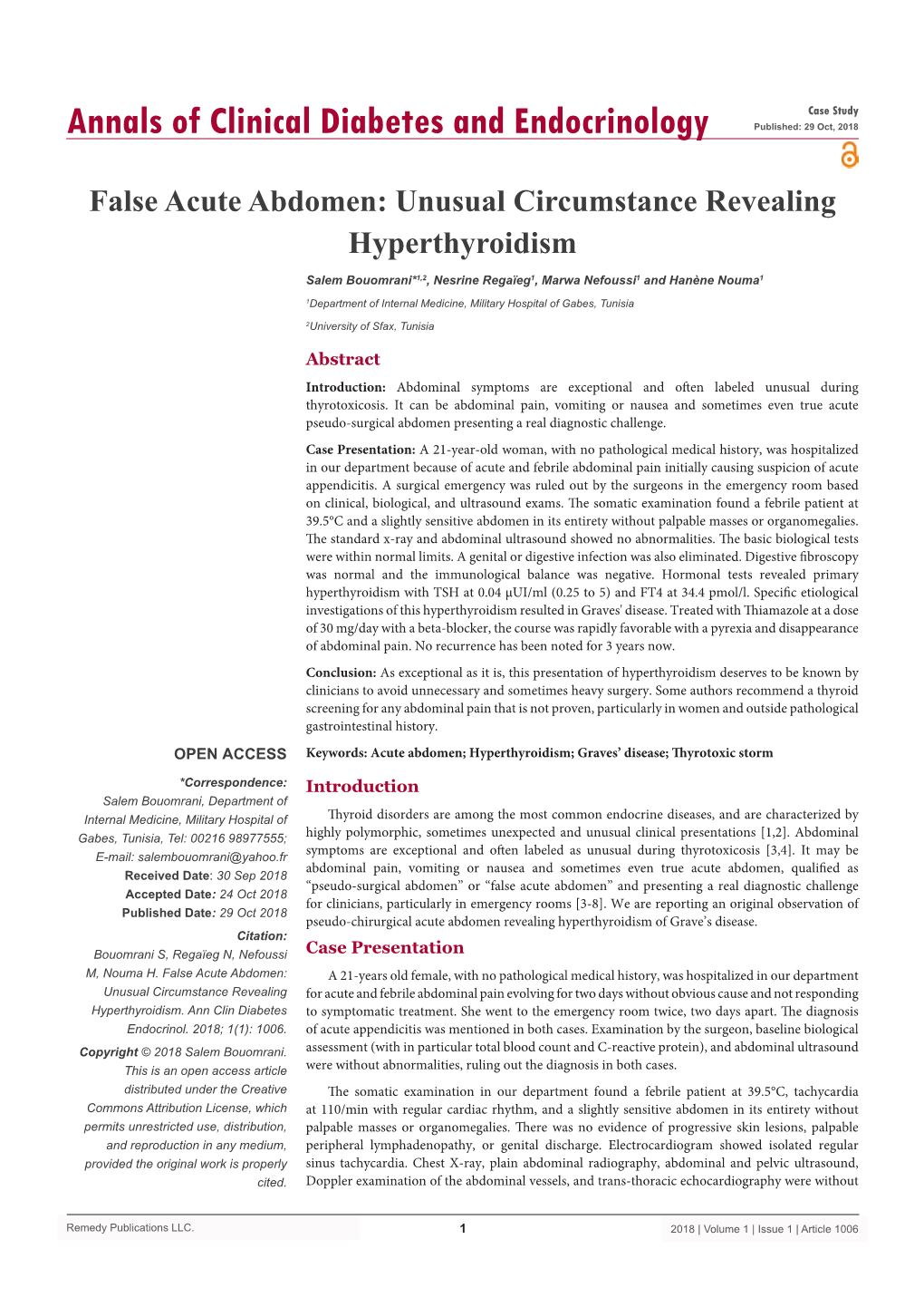 False Acute Abdomen: Unusual Circumstance Revealing Hyperthyroidism