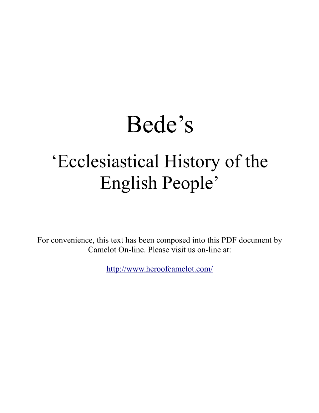 Bede's Ecclesiastical History of the English People