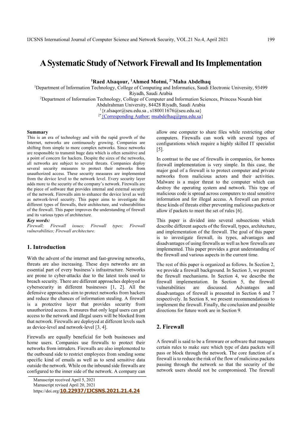 A Systematic Study of Network Firewall and Its Implementation