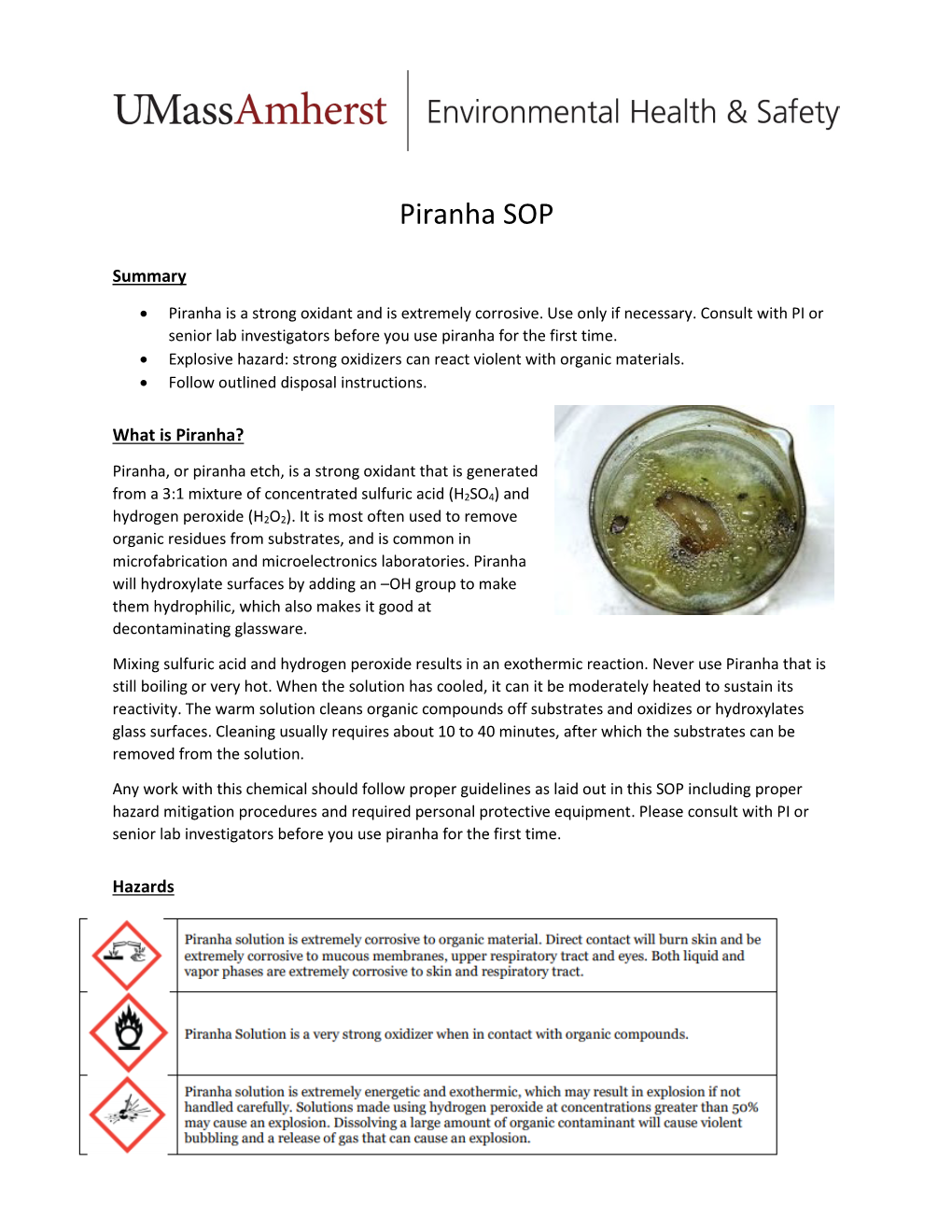 Piranha Handling and Disposal Procedures.Pdf