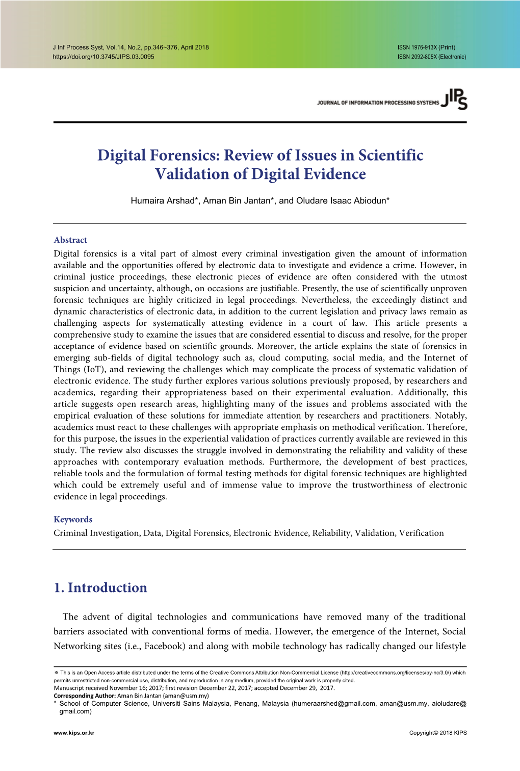 Digital Forensics: Review of Issues in Scientific Validation of Digital Evidence