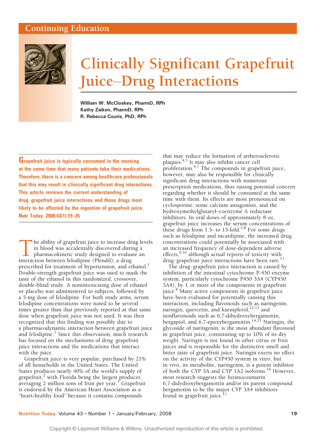 Clinically Significant Grapefruit Juiceydrug Interactions