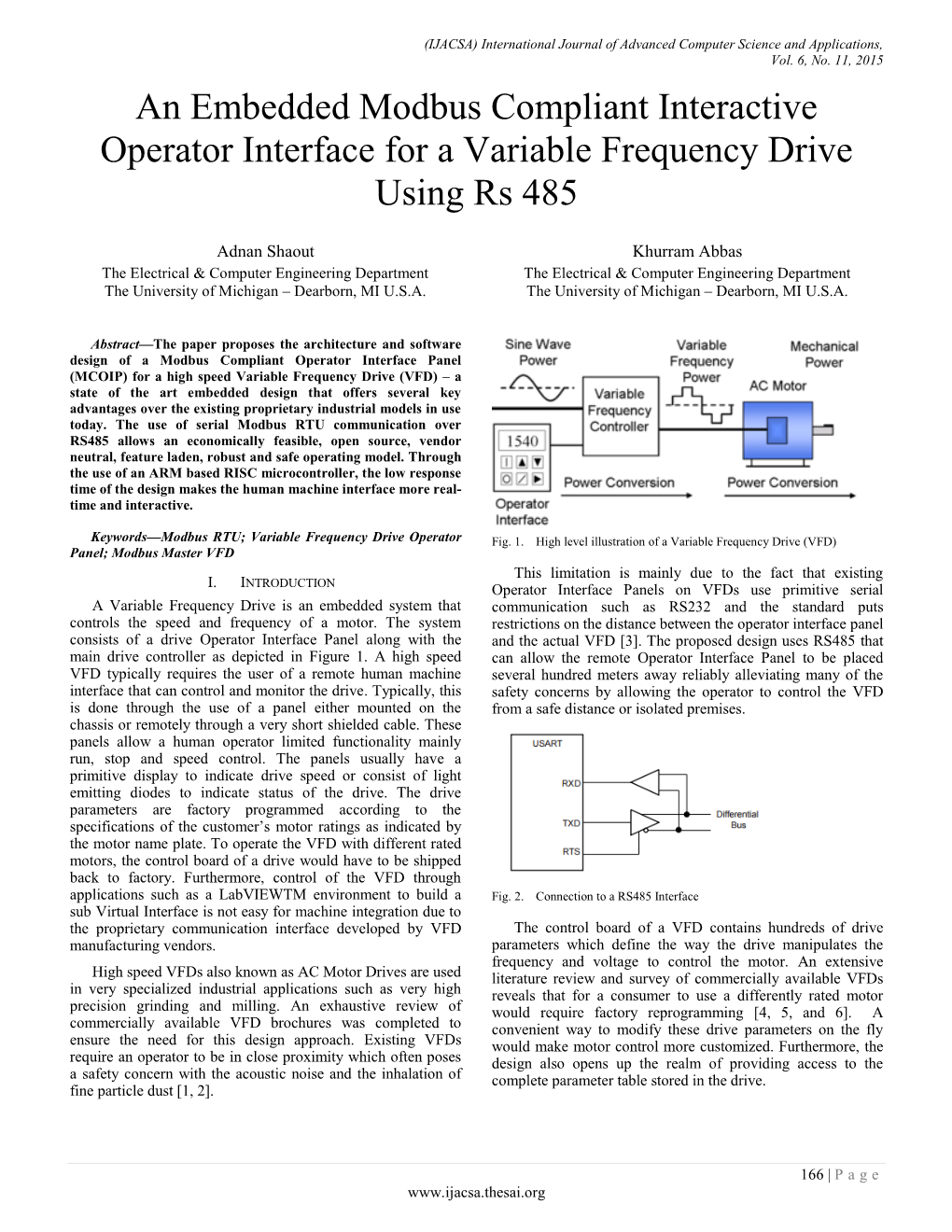 An Embedded Modbus Compliant Interactive Operator Interface for a Variable Frequency Drive Using Rs 485