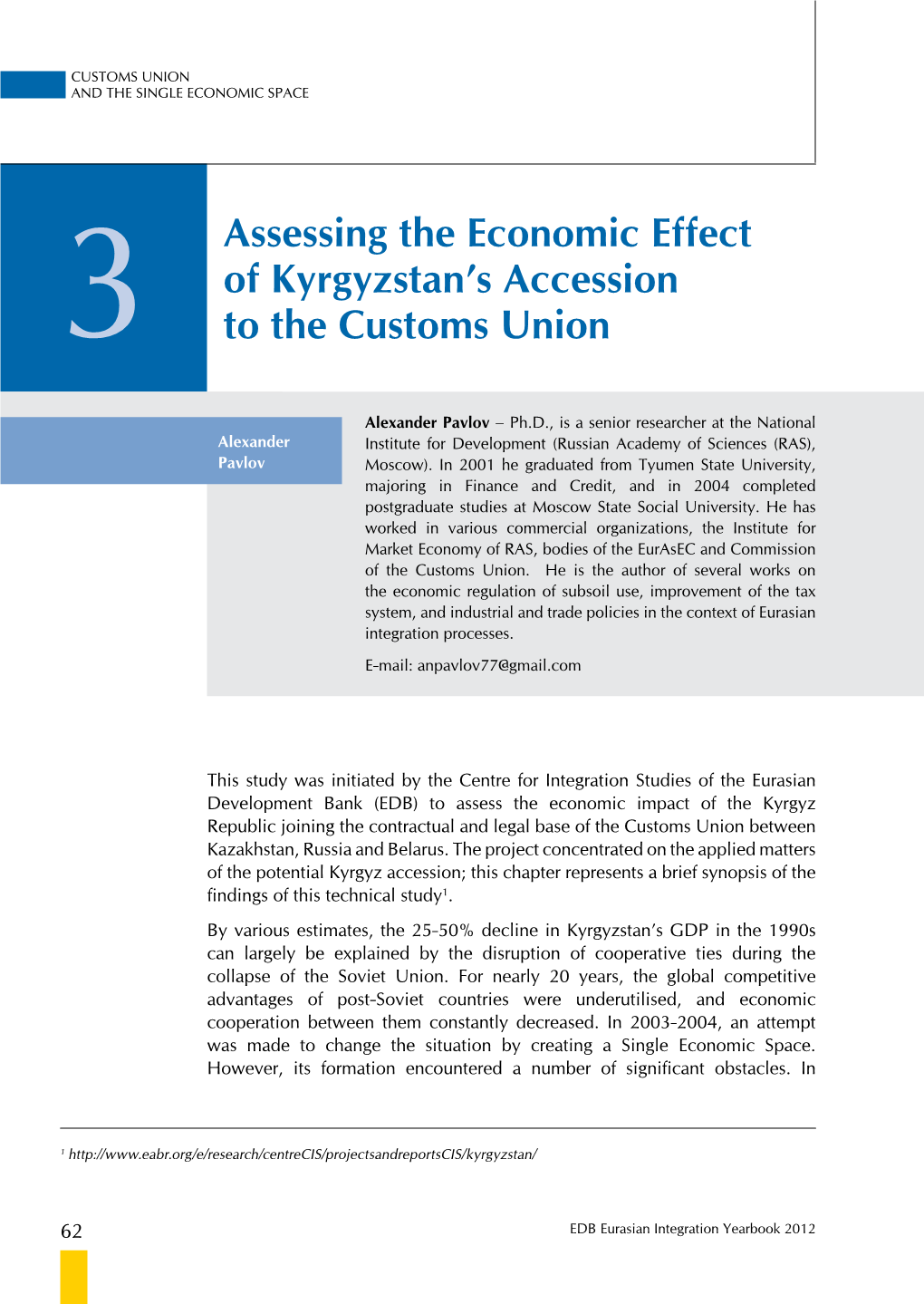 3 Assessing the Economic Effect of Kyrgyzstan's Accession to The