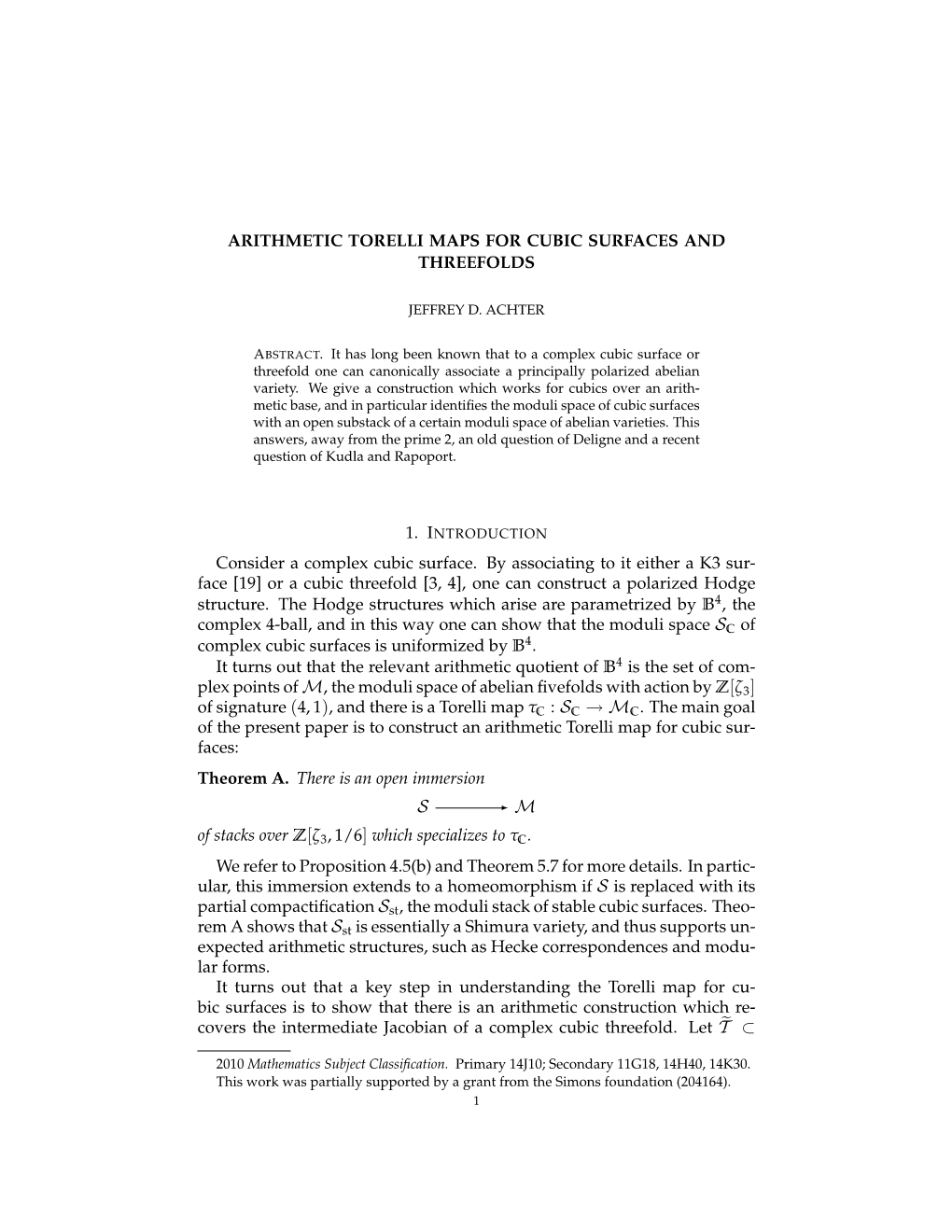 Arithmetic Torelli Maps for Cubic Surfaces and Threefolds