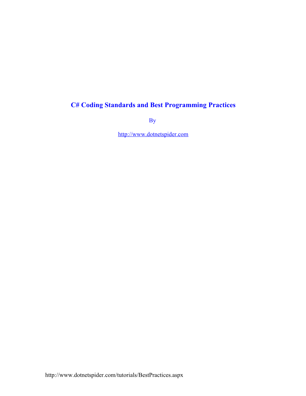 C# Coding Standards And Best Programming Practices