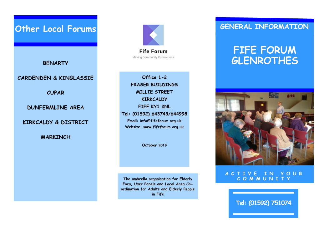 FIFE FORUM GLENROTHES Tel: (01592)