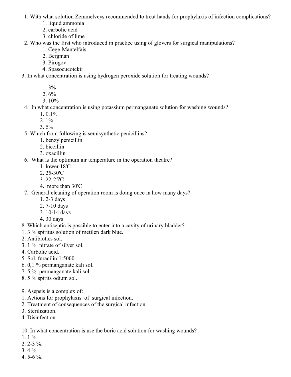 1. with What Solution Zemmelveys Recommended to Treat Hands for Prophylaxis of Infection