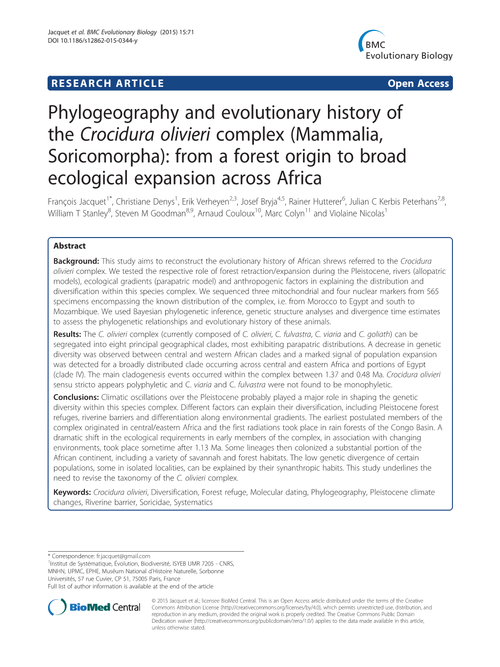 Phylogeography and Evolutionary History of The