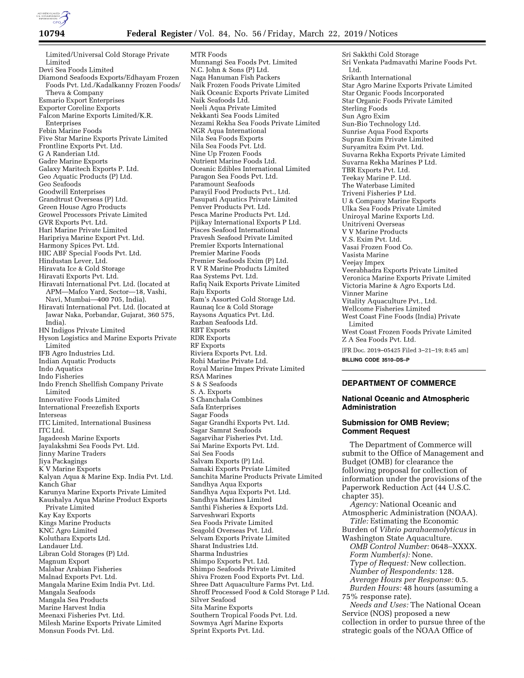 Federal Register/Vol. 84, No. 56/Friday, March 22, 2019/Notices