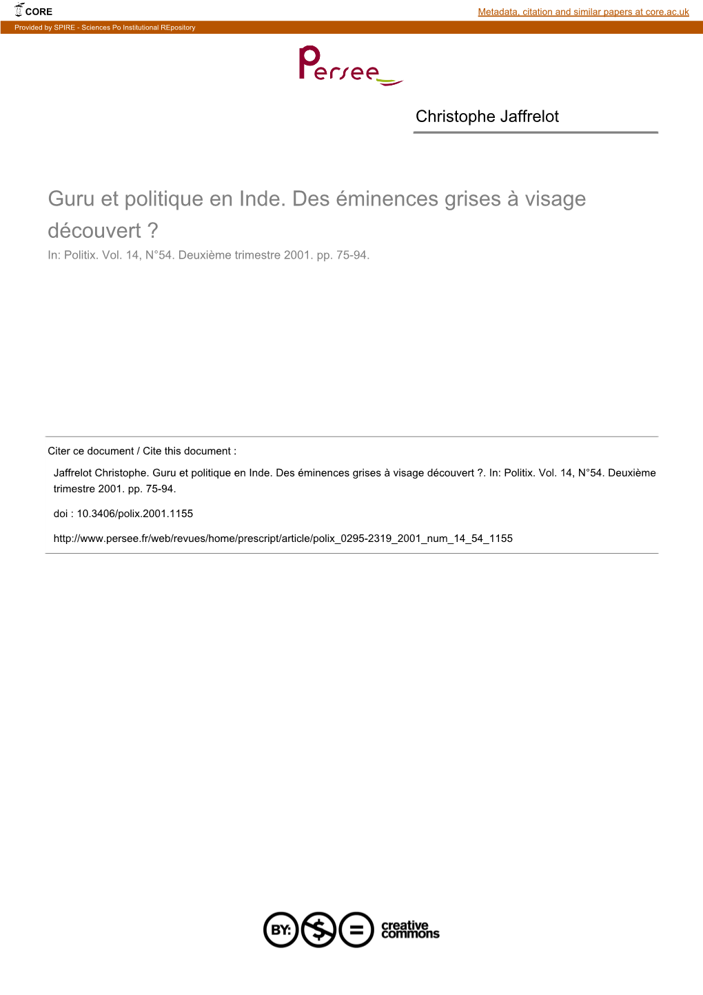 Guru Et Politique En Inde. Des Éminences Grises À Visage Découvert ? In: Politix