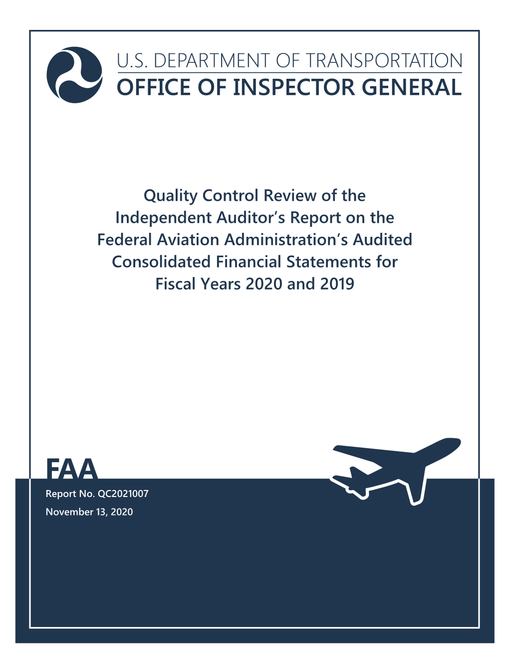 Quality Control Review of the Independent Auditor's Report On
