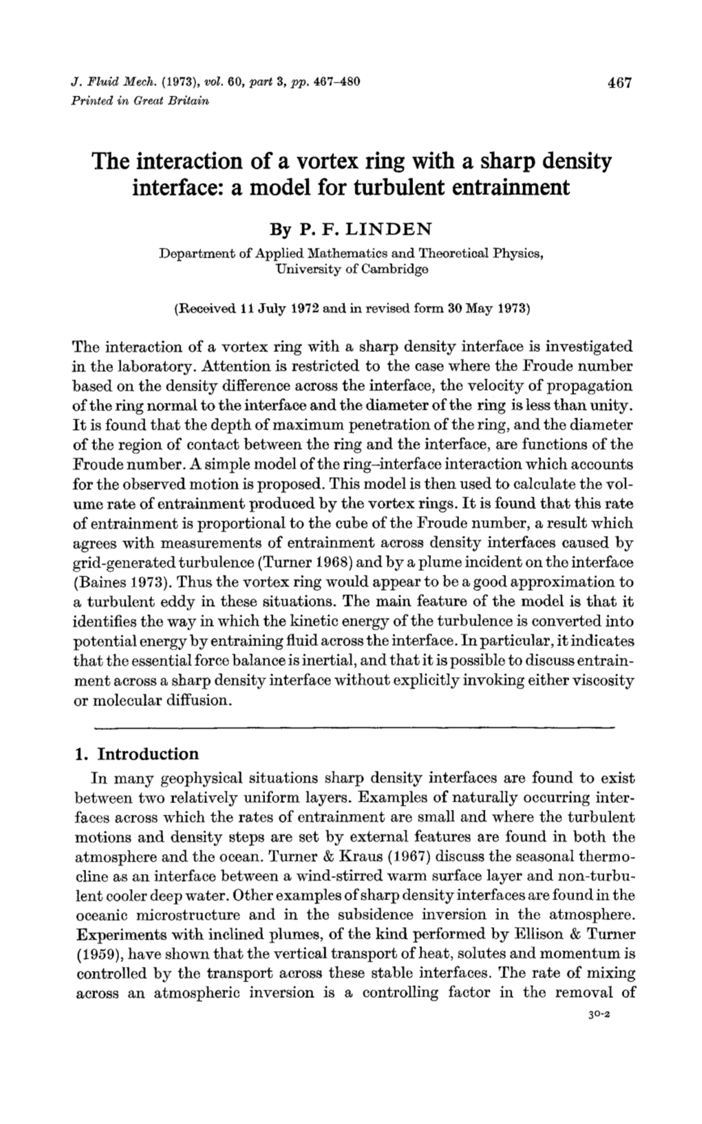 The Interaction of a Vortex Ring with a Sharp Density Interface: a Model for Turbulent Entrainment