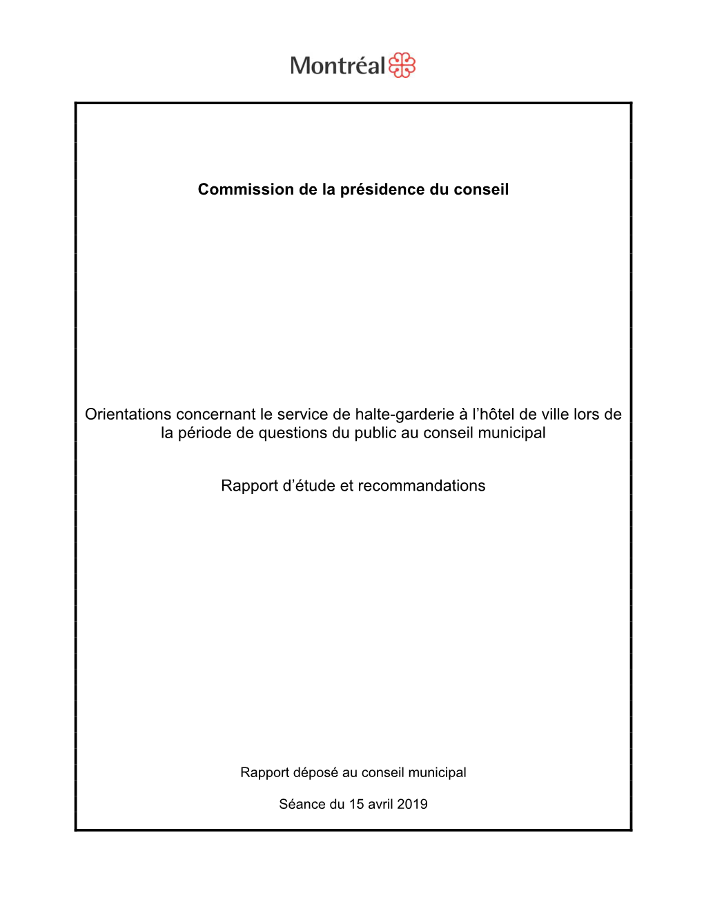 Commission De La Présidence Du Conseil Orientations