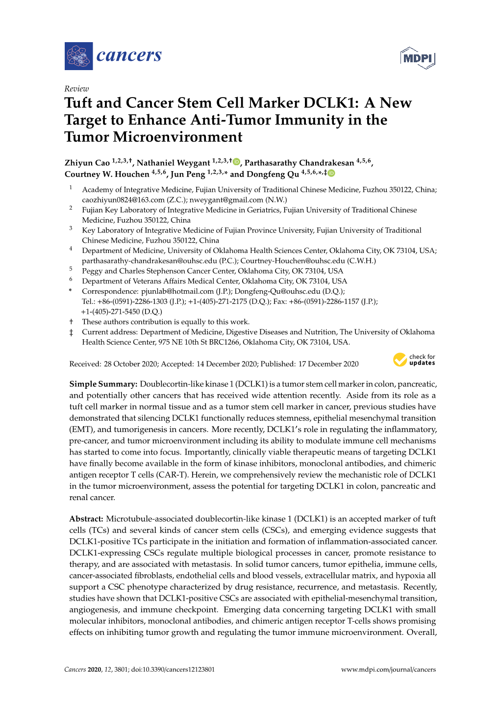 Tuft and Cancer Stem Cell Marker DCLK1: a New Target to Enhance Anti-Tumor Immunity in the Tumor Microenvironment