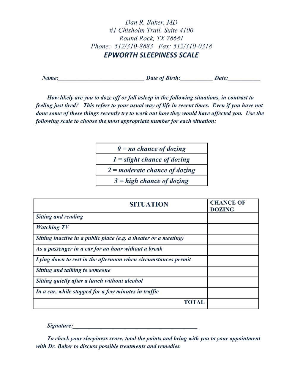 Epworth Sleepiness Scale s1