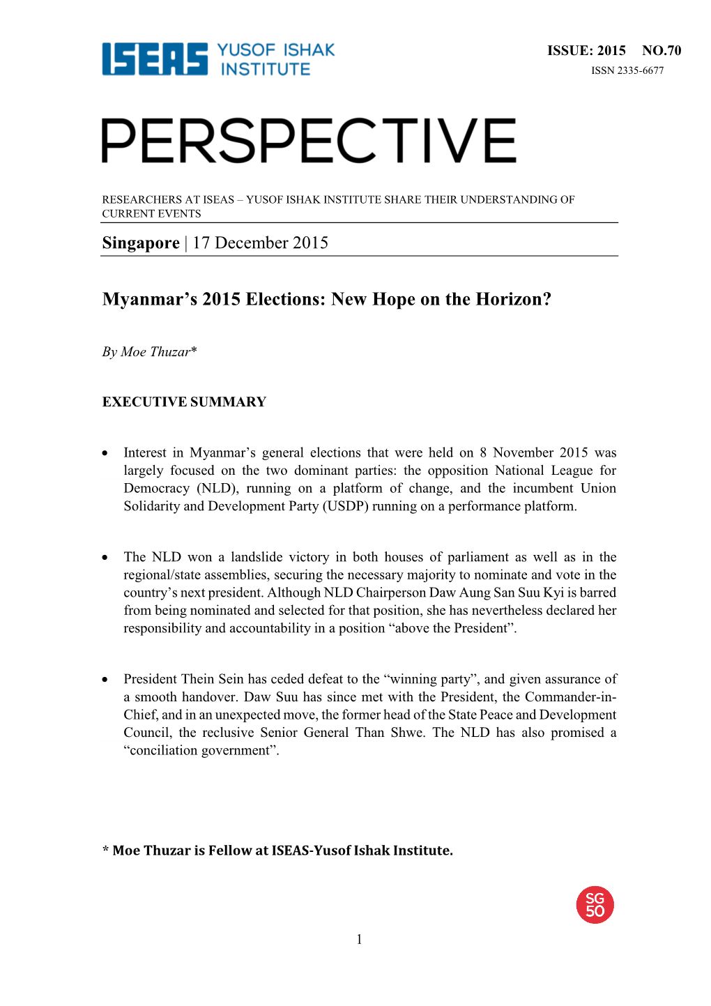 Myanmar's 2015 Elections