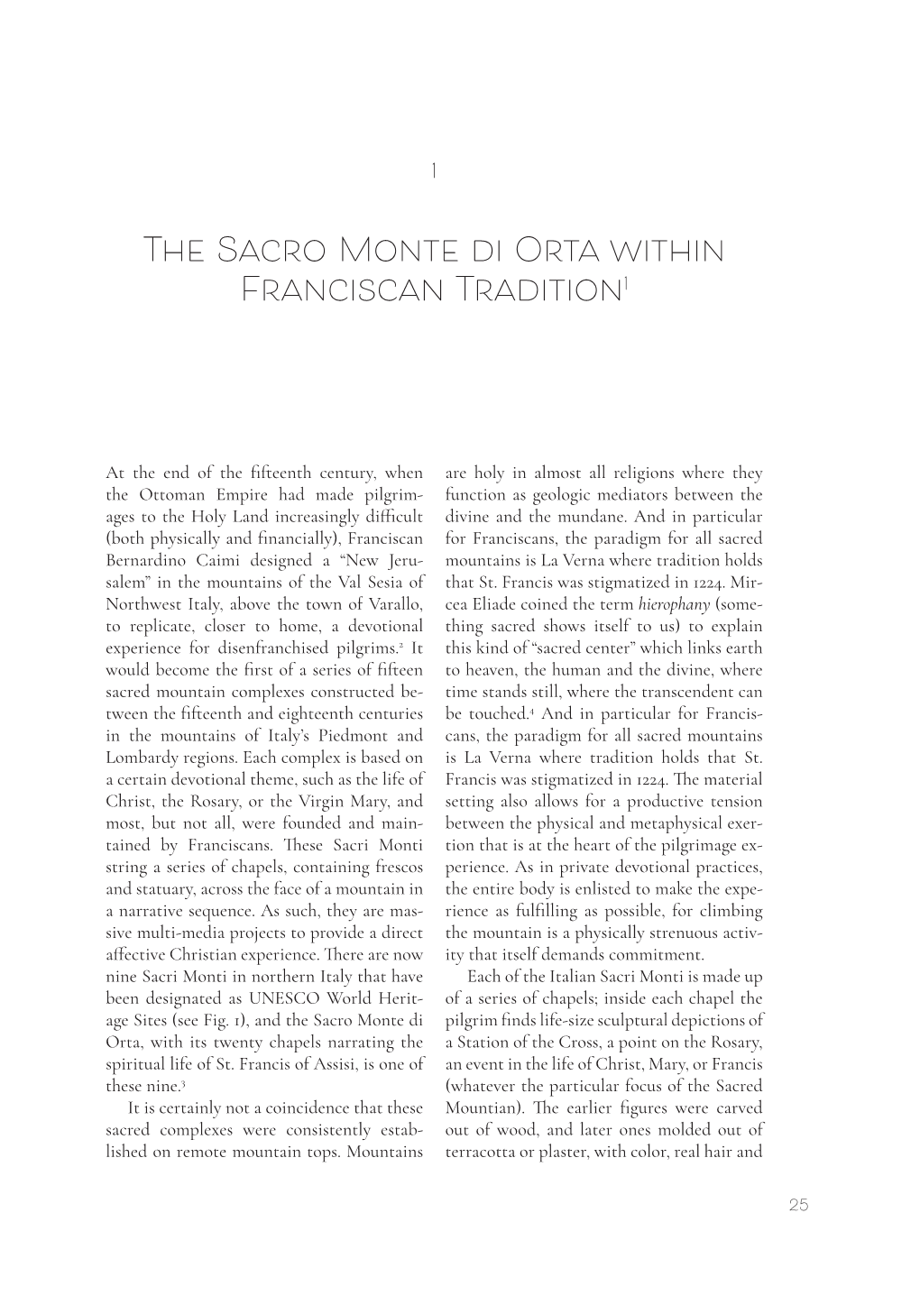 The Sacro Monte Di Orta Within Franciscan Tradition1