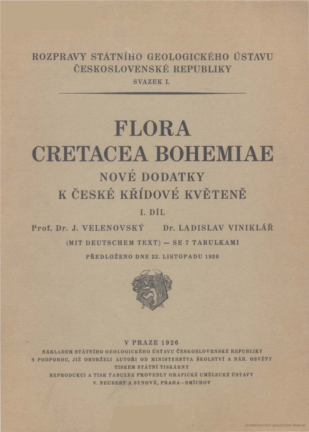 FLORA CRETACEA BOHEMIAE R NOVE DODATKY