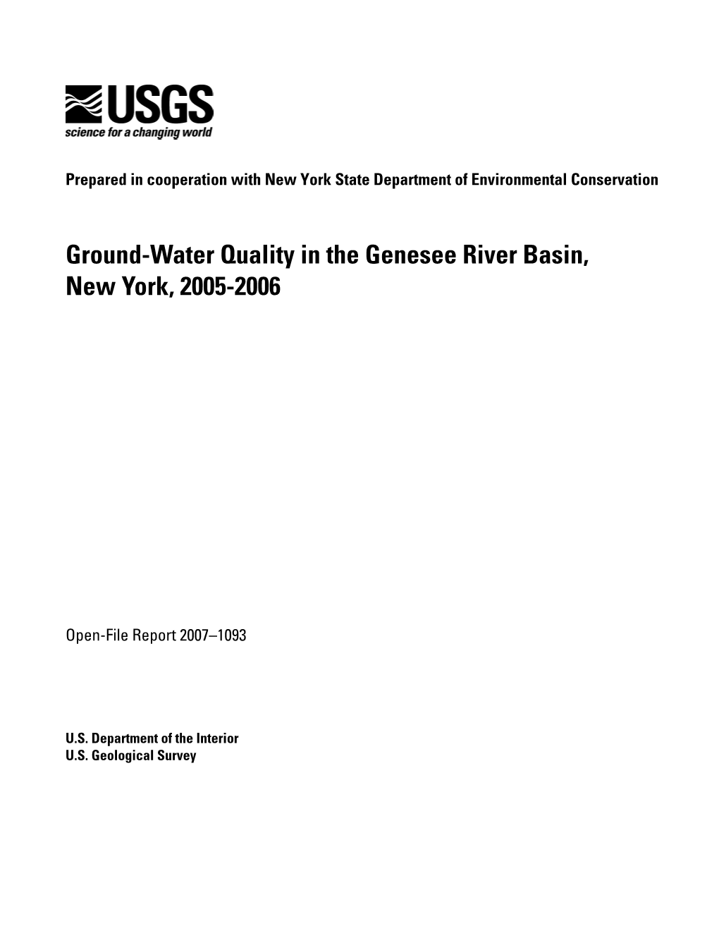 Ground-Water Quality in the Genesee River Basin, New York, 2005-2006