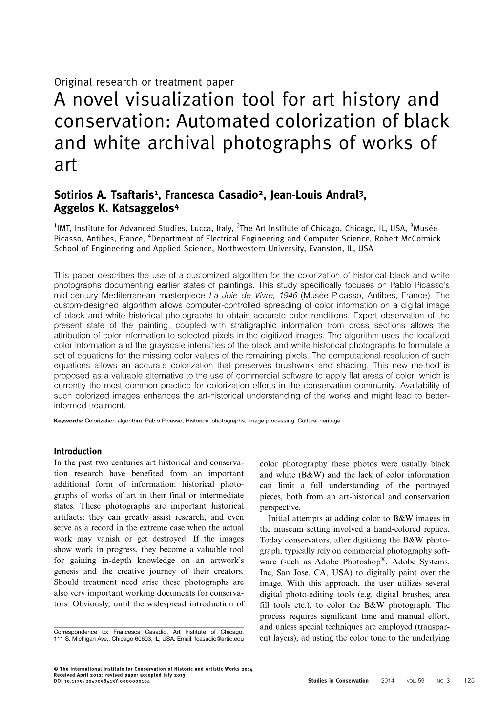 A Novel Visualization Tool for Art History and Conservation: Automated Colorization of Black and White Archival Photographs of Works of Art