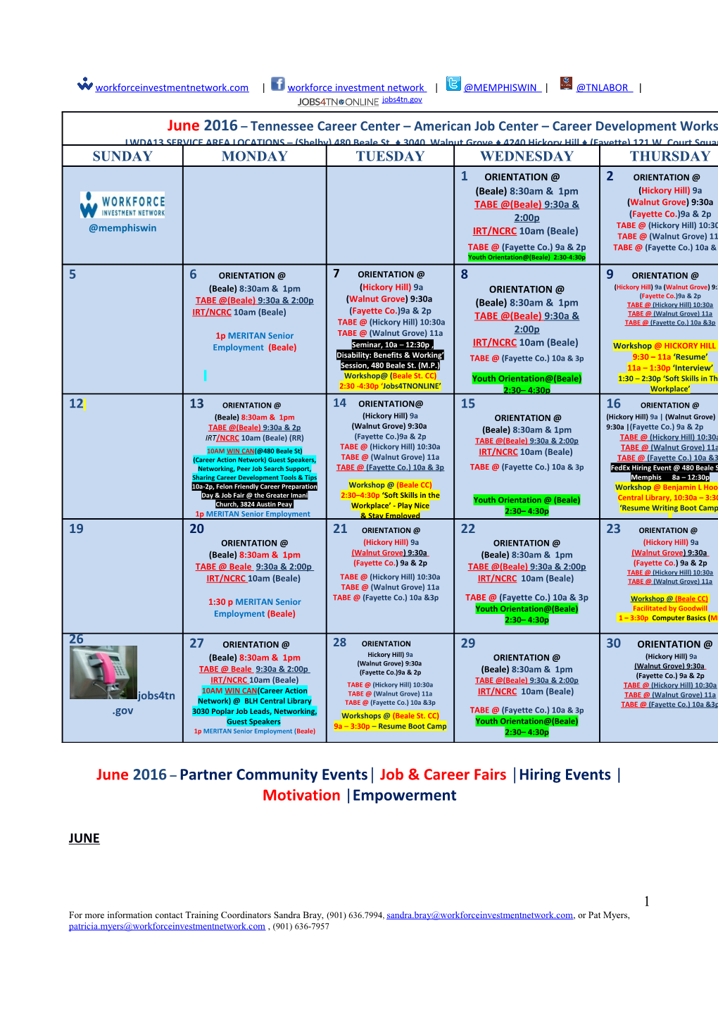 September 2012- Workshop Calendar TN Career Center (444 N s1