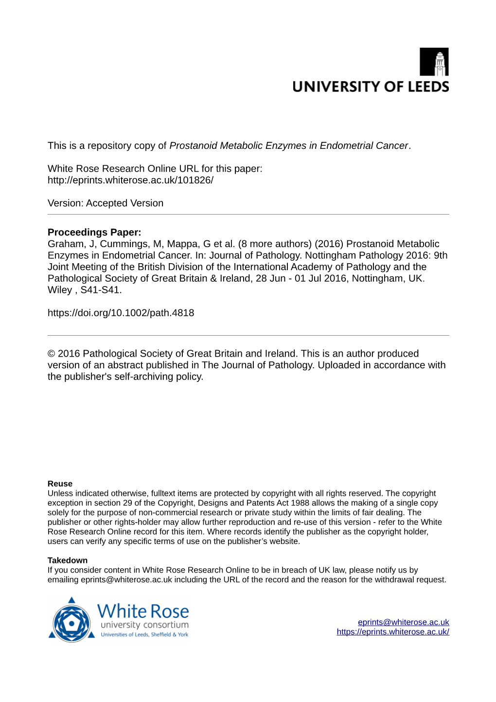 Prostanoid Metabolic Enzymes in Endometrial Cancer