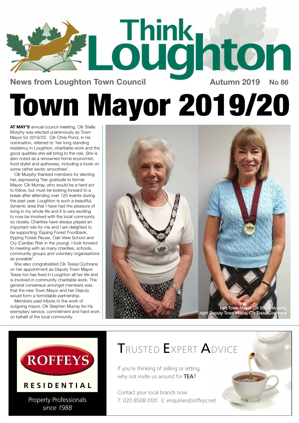 Town Mayor 2019/20 at MAY’S Annual Council Meeting, Cllr Stella Murphy Was Elected Unanimously As Town Mayor for 2019/20